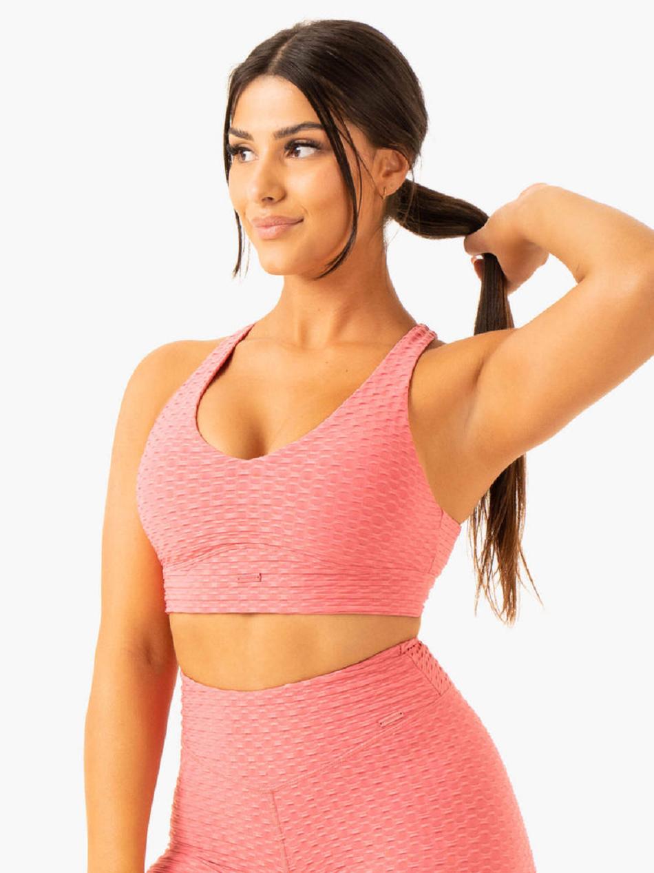 Pink Women's Ryderwear Optic V-Neck Sports Bras | 65Y5534507