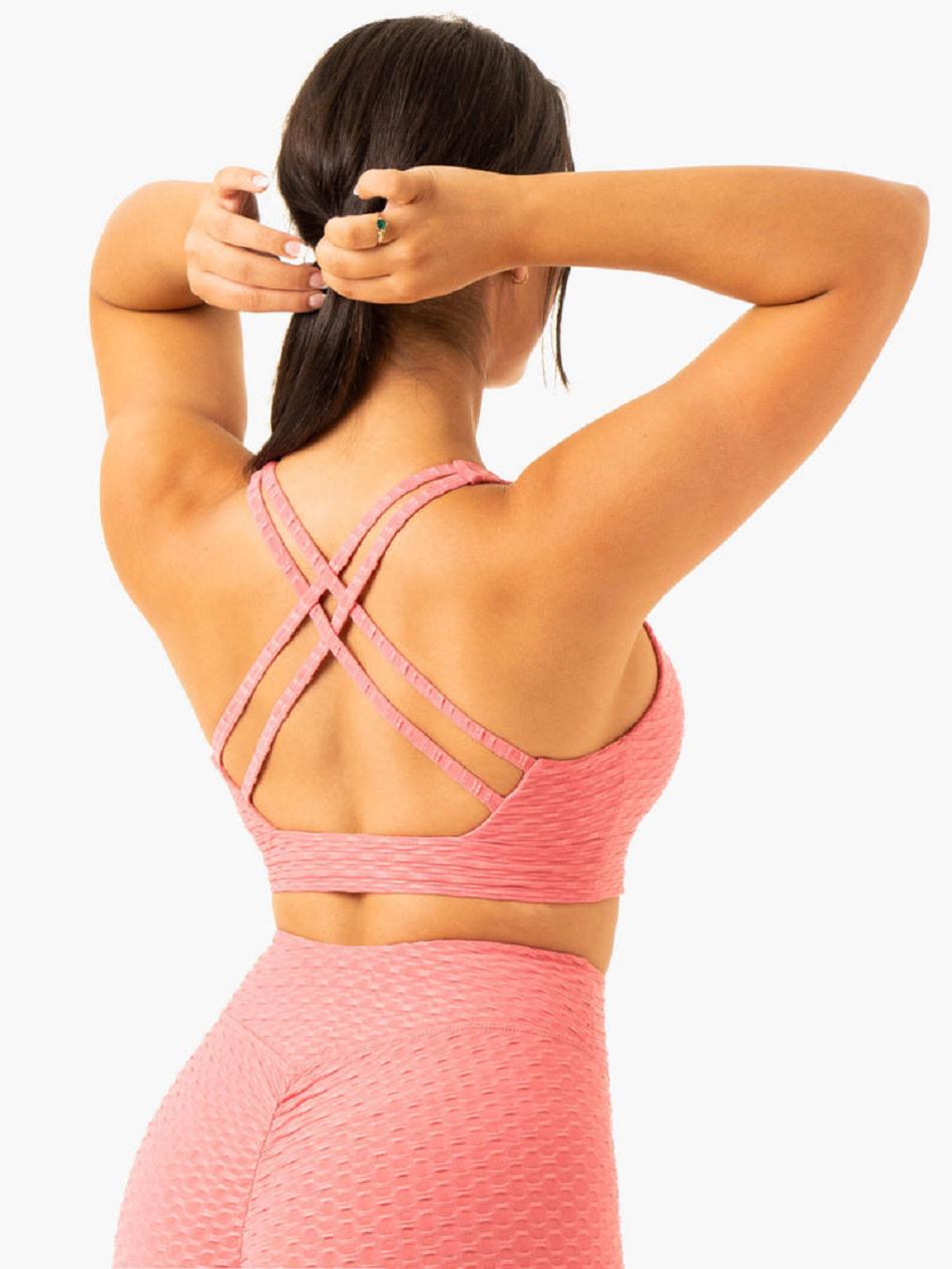 Pink Women's Ryderwear Optic V-Neck Sports Bras | 65Y5534507