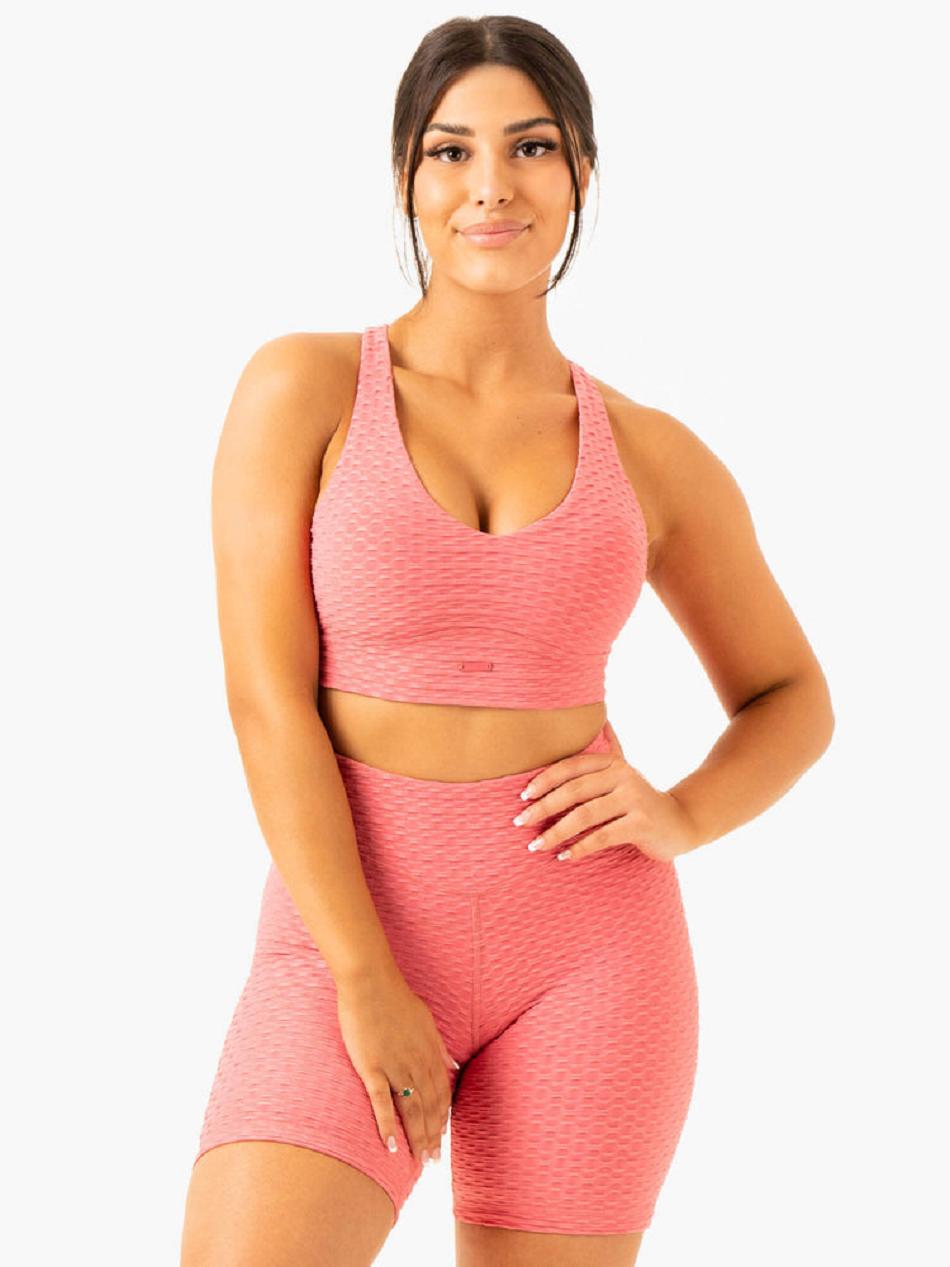 Pink Women\'s Ryderwear Optic V-Neck Sports Bras | 65Y5534507