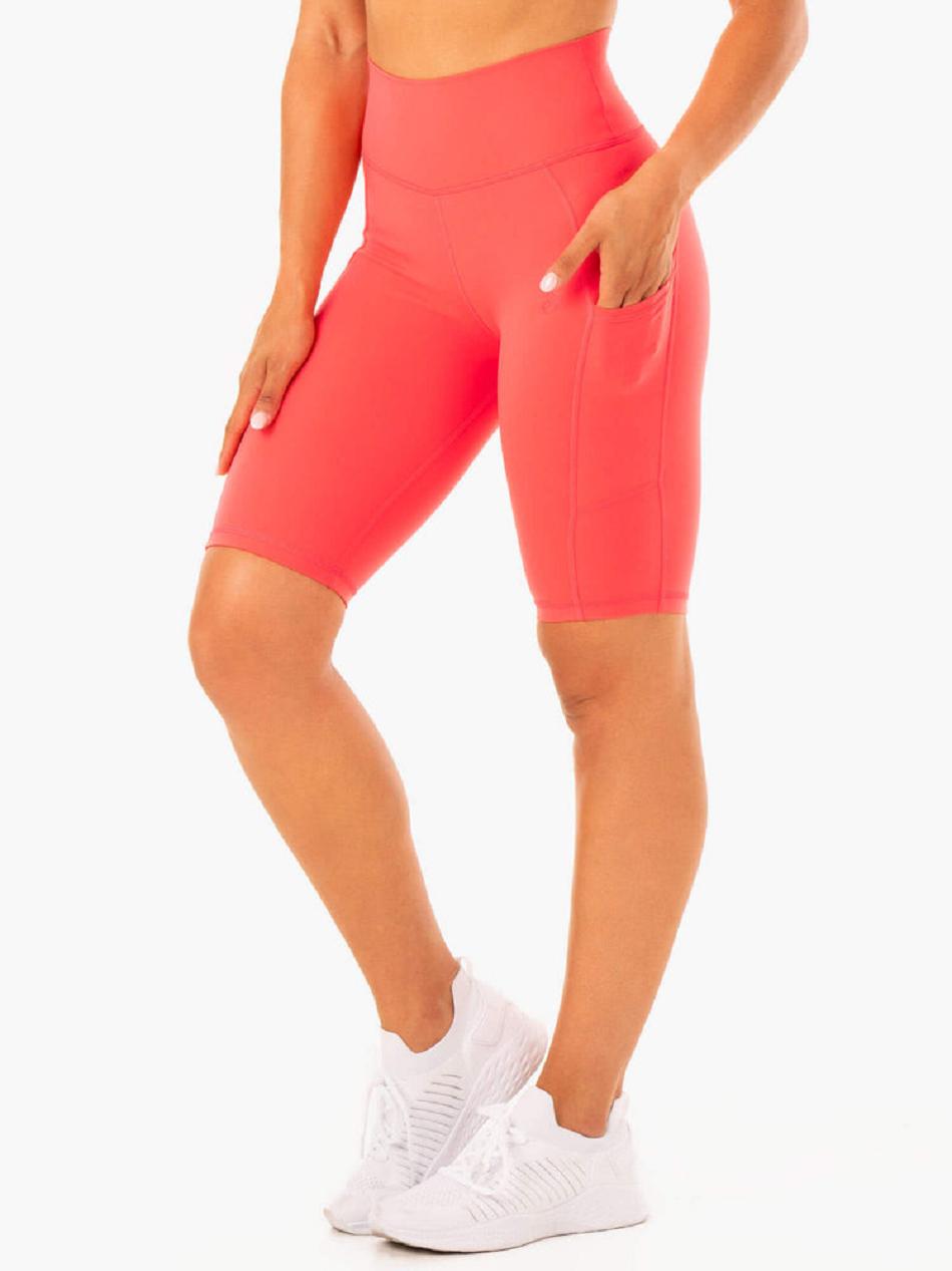 Pink Women\'s Ryderwear Reset High Waisted Pocket Bike Shorts | GB4820843