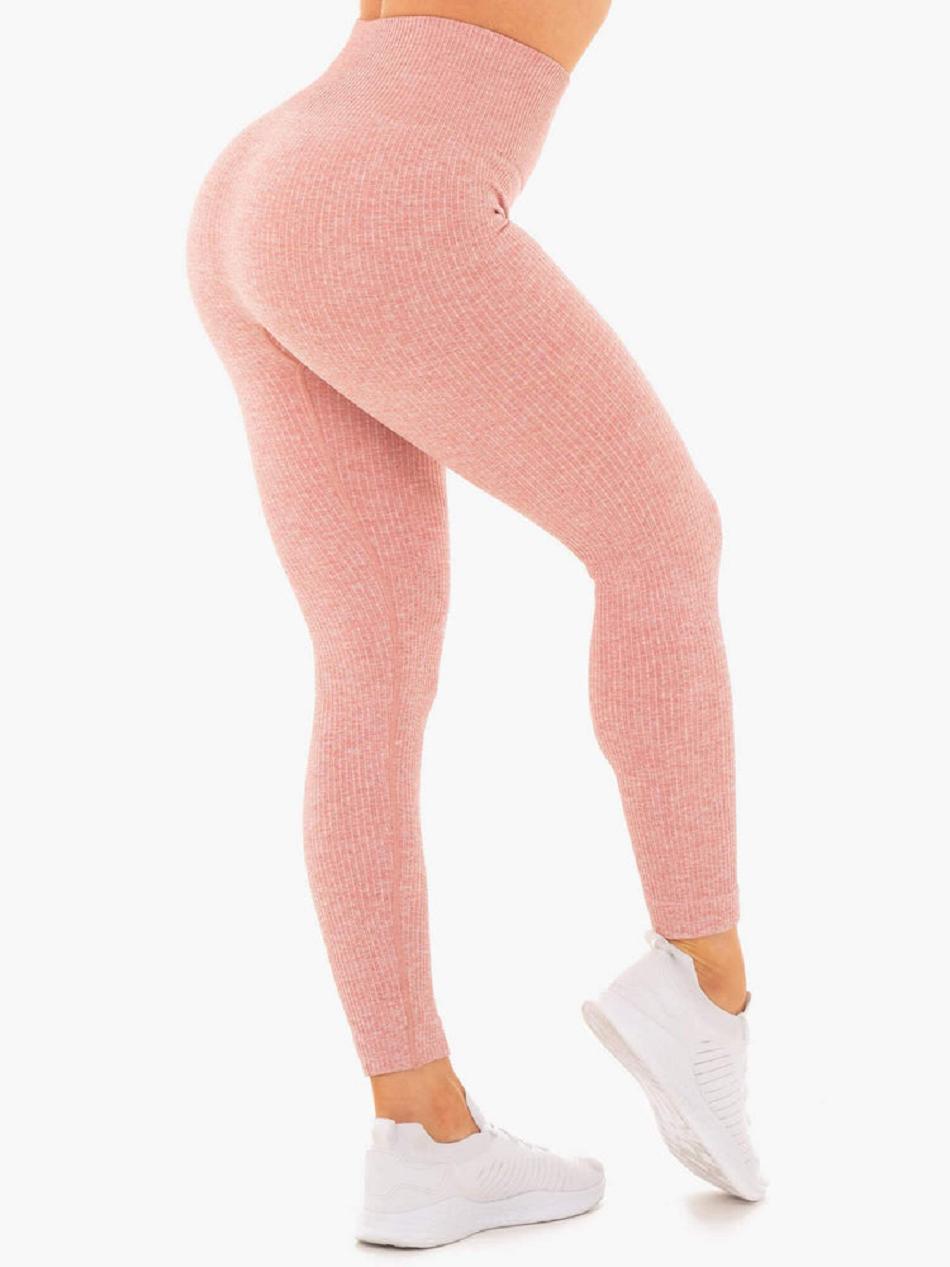 Pink Women's Ryderwear Rib Leggings Seamless | GB4291027