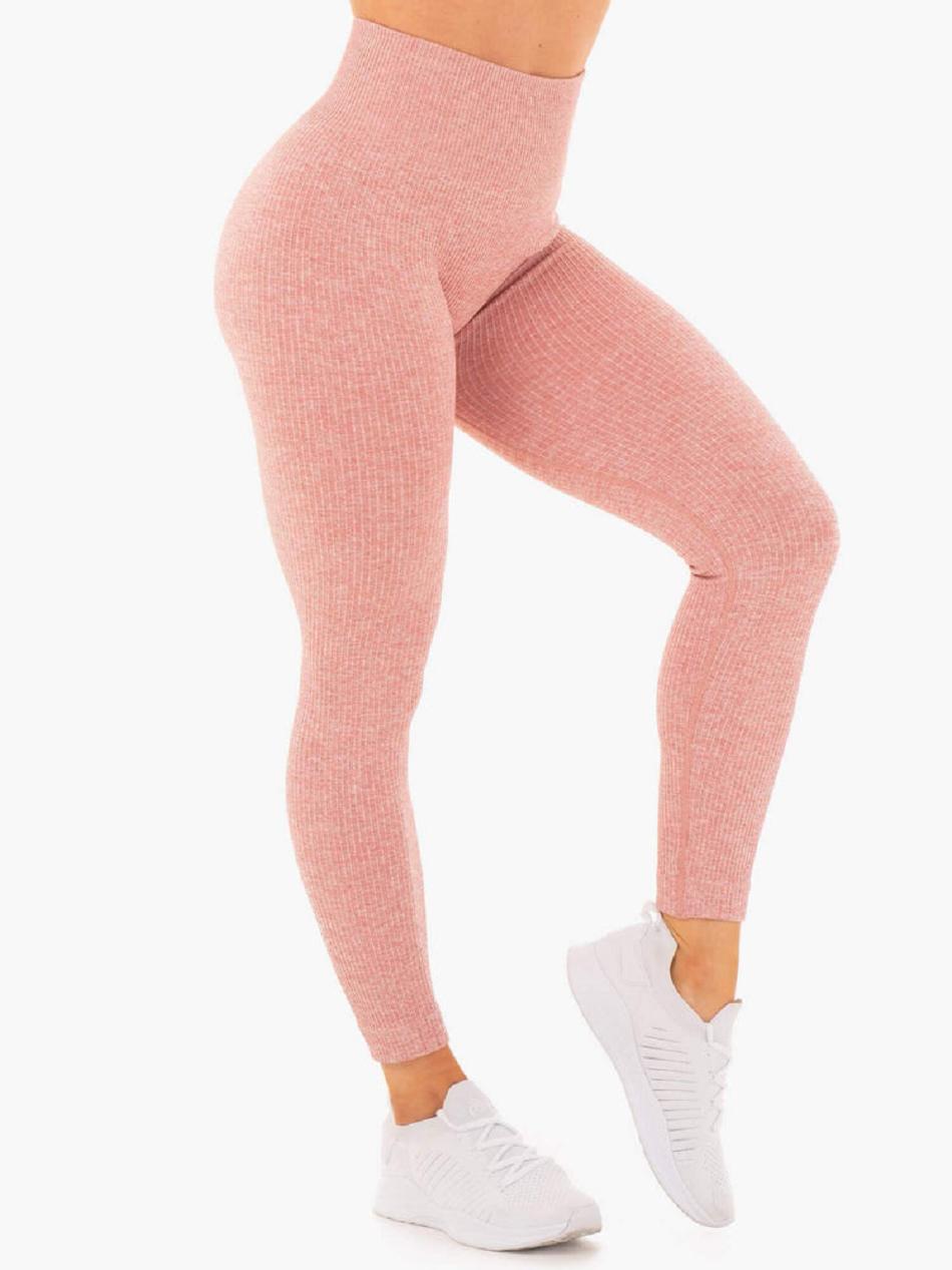 Pink Women's Ryderwear Rib Leggings Seamless | GB4291027