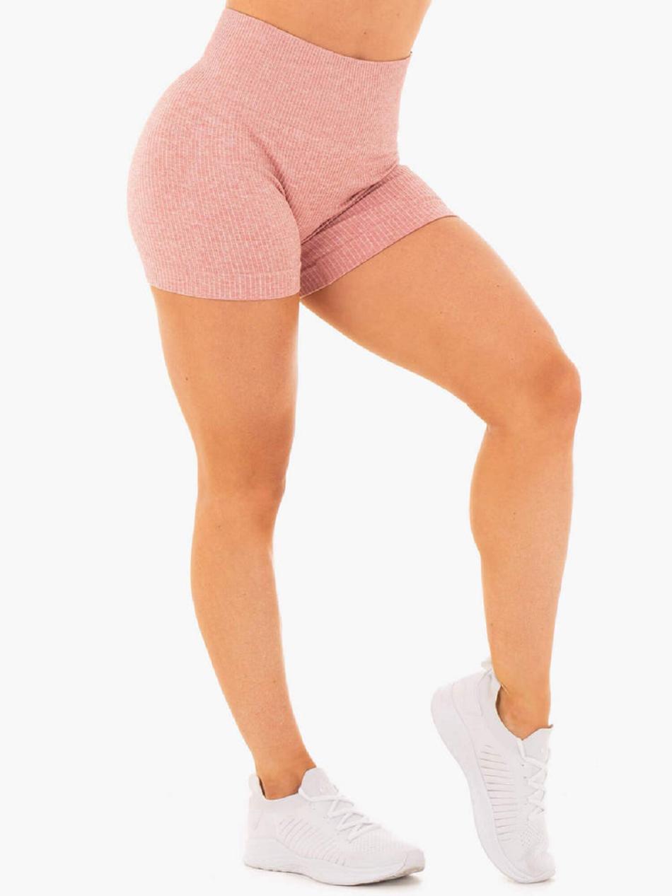 Pink Women's Ryderwear Rib Seamless Shorts | OKT64297