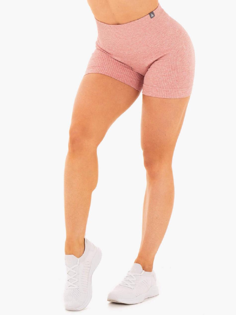 Pink Women\'s Ryderwear Rib Seamless Shorts | OKT64297