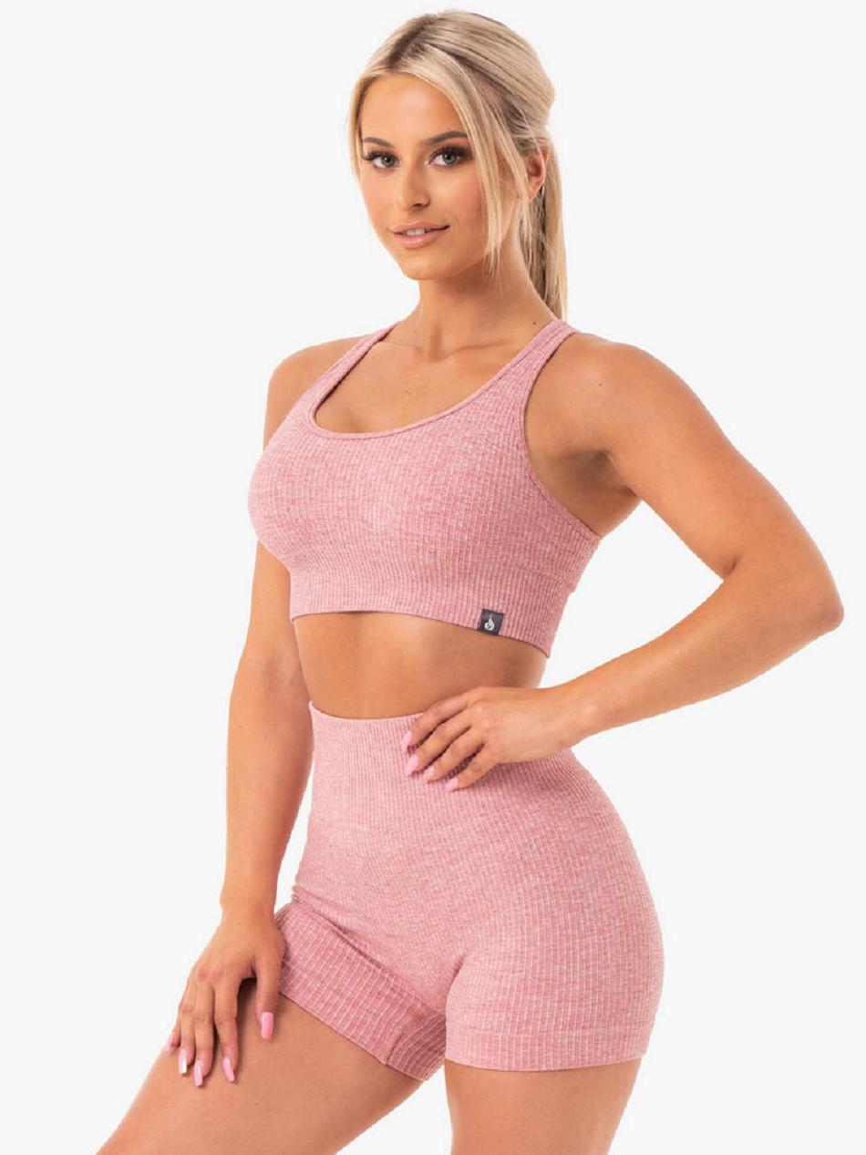 Pink Women\'s Ryderwear Rib Seamless Sports Bras | FR5330262