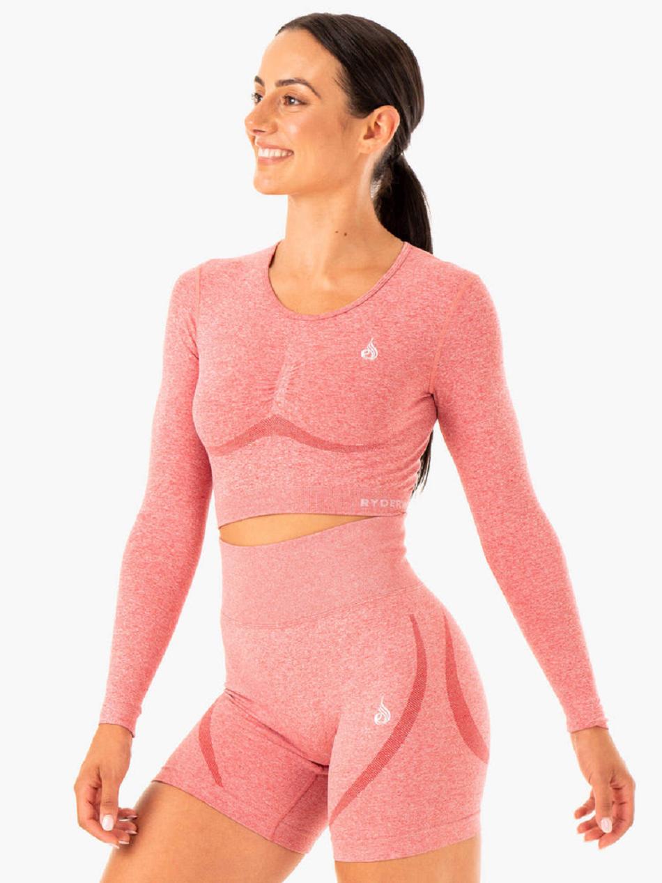 Pink Women's Ryderwear Sculpt Long Sleeve Top Seamless | G5B68334