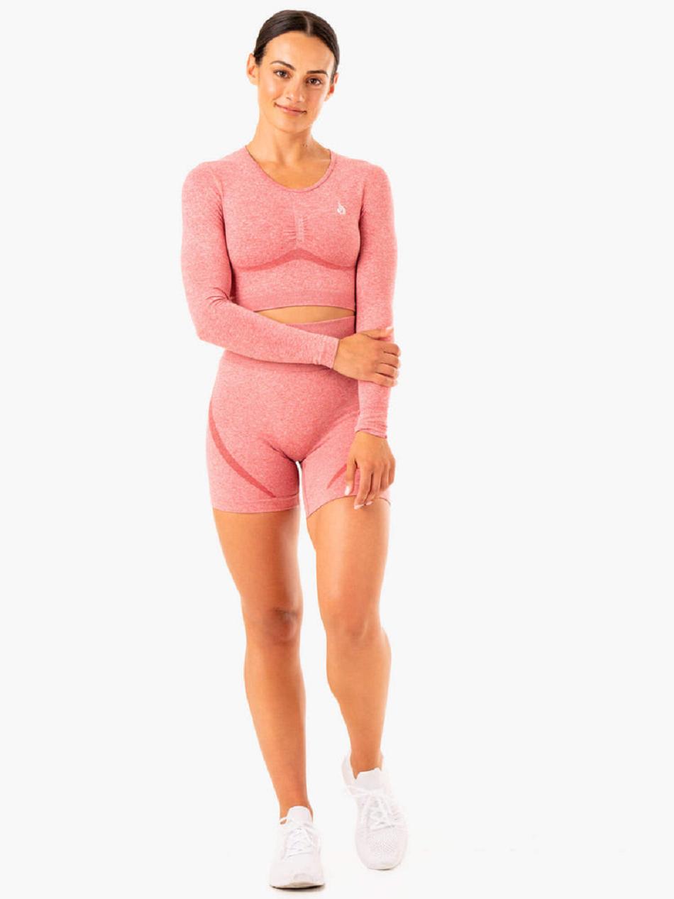 Pink Women's Ryderwear Sculpt Long Sleeve Top Seamless | G5B68334