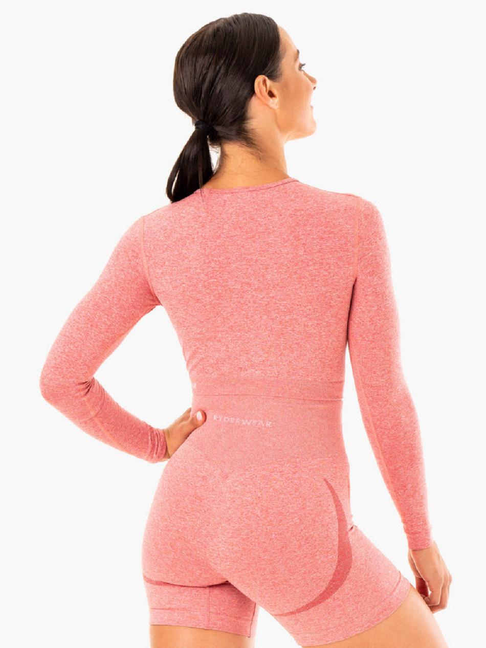 Pink Women's Ryderwear Sculpt Seamless Long Sleeve Top Top | FR6080187