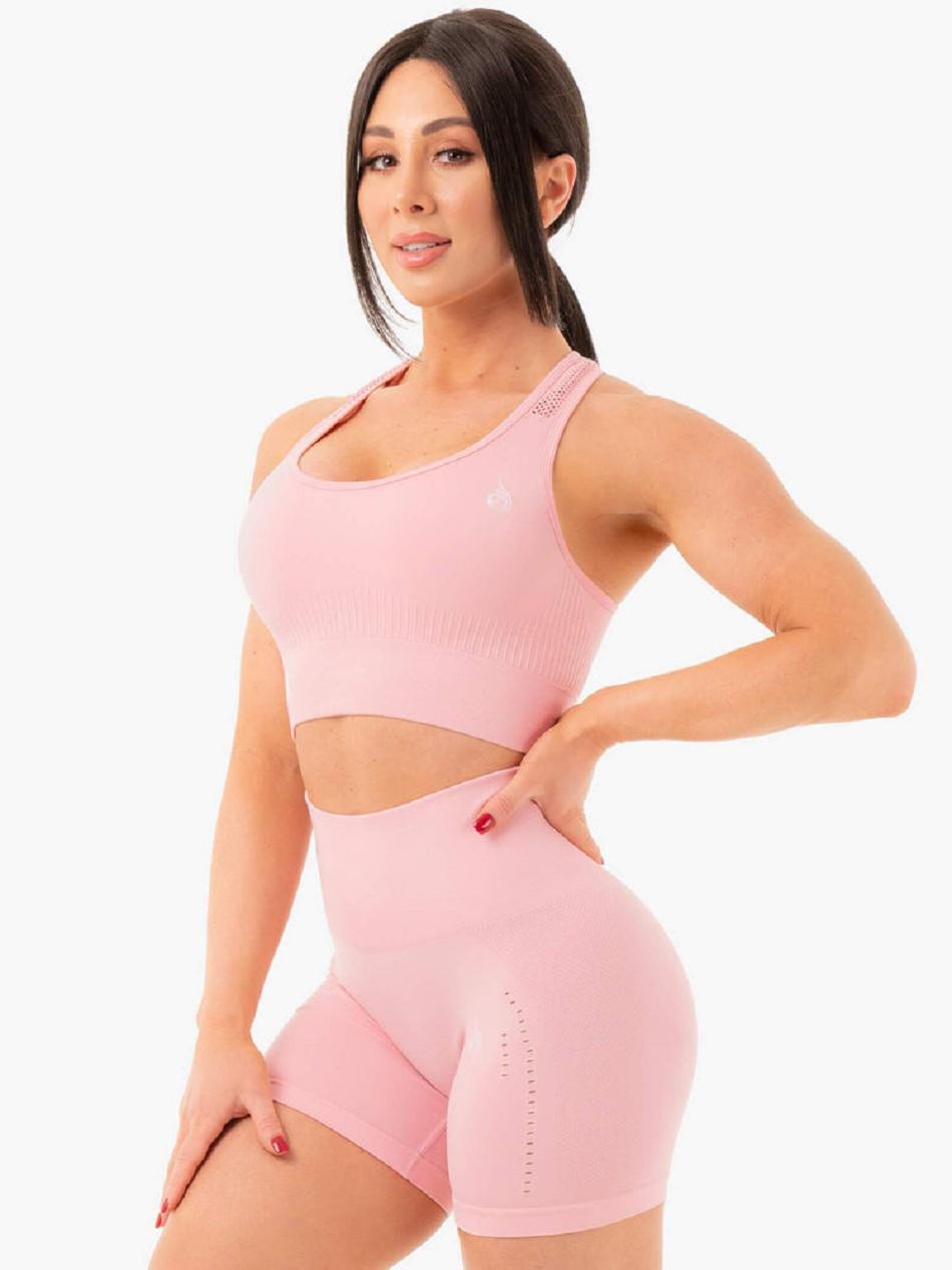 Pink Women's Ryderwear Seamless Staples Sports Bras | 60KR53633