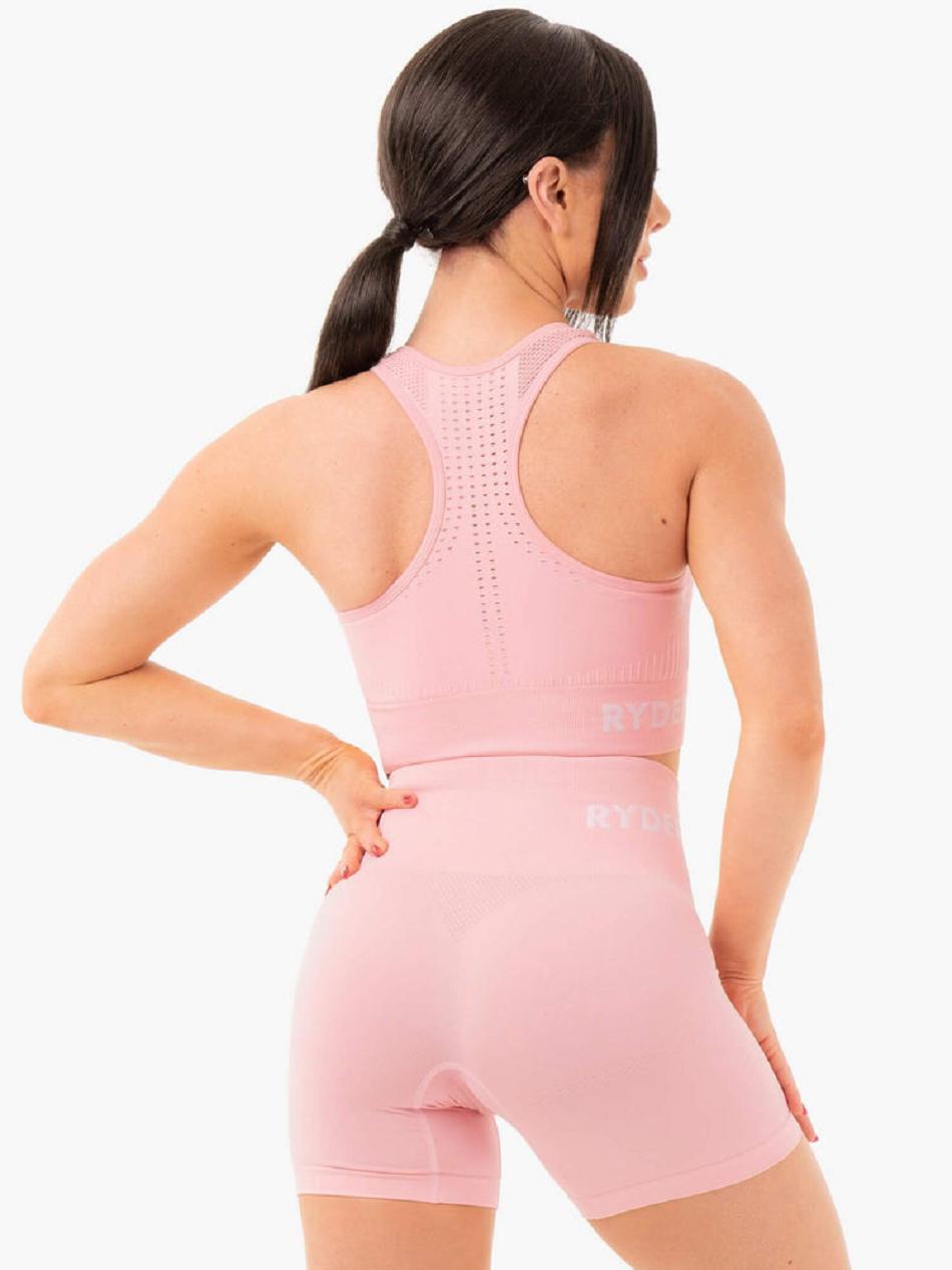 Pink Women's Ryderwear Seamless Staples Sports Bras | 60KR53633