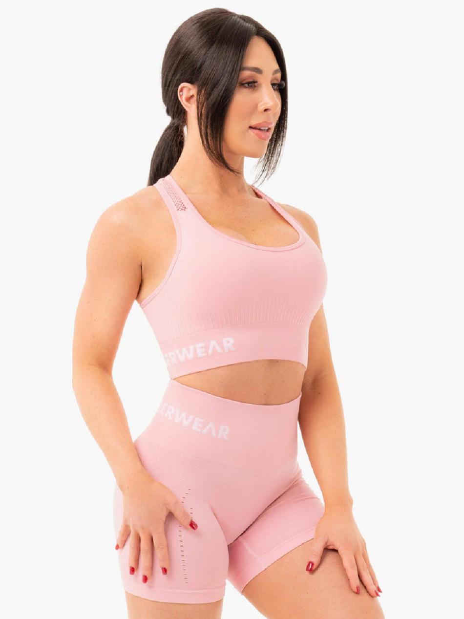 Pink Women's Ryderwear Seamless Staples Sports Bras | 60KR53633