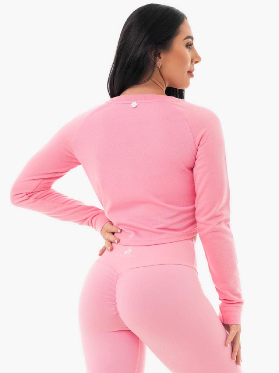 Pink Women's Ryderwear Staples Cropped Sweater Top | 65Y6066470