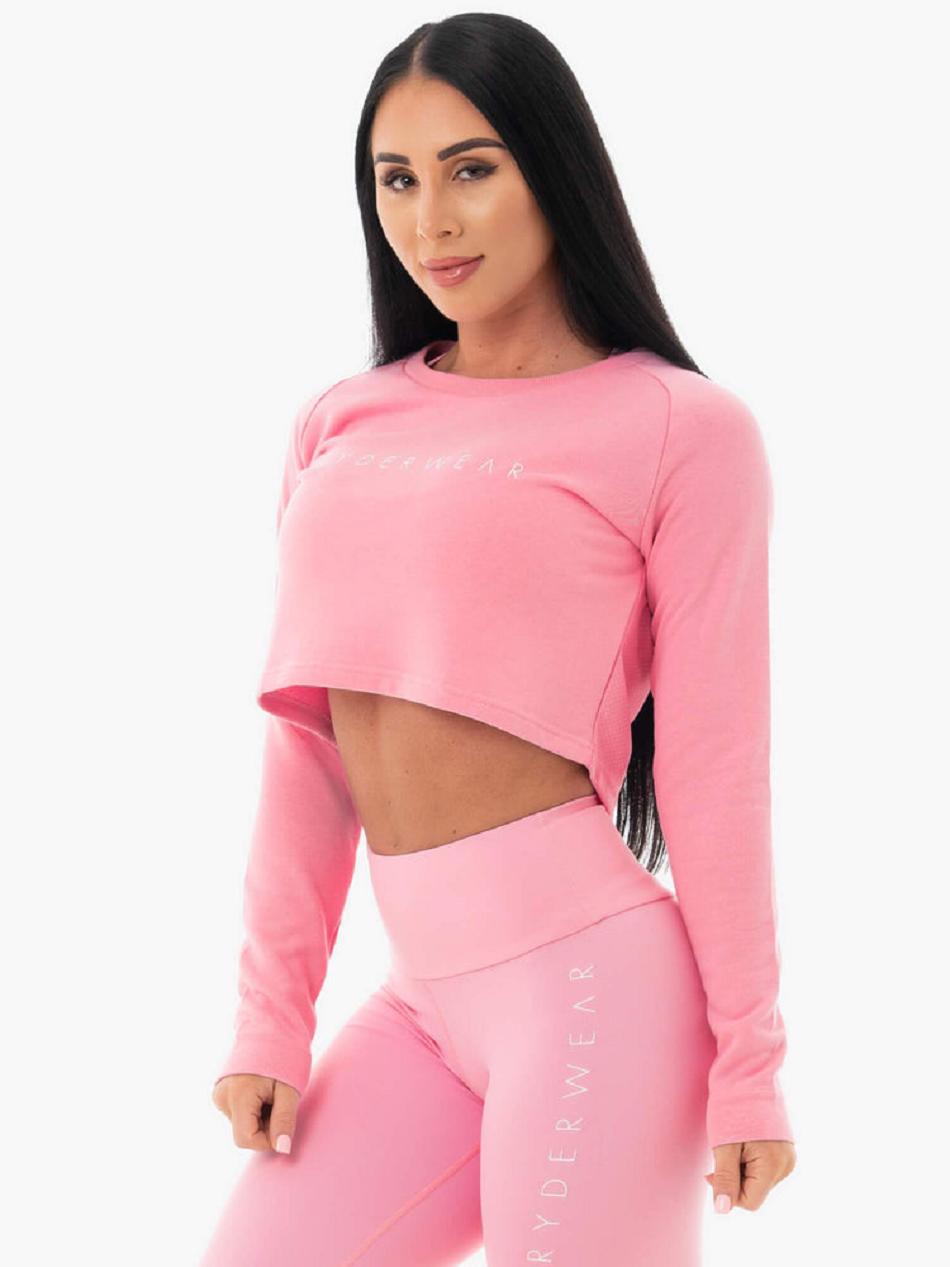 Pink Women's Ryderwear Staples Cropped Sweater Top | 65Y6066470