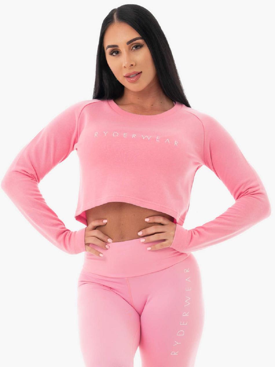 Pink Women\'s Ryderwear Staples Cropped Sweater Top | 65Y6066470