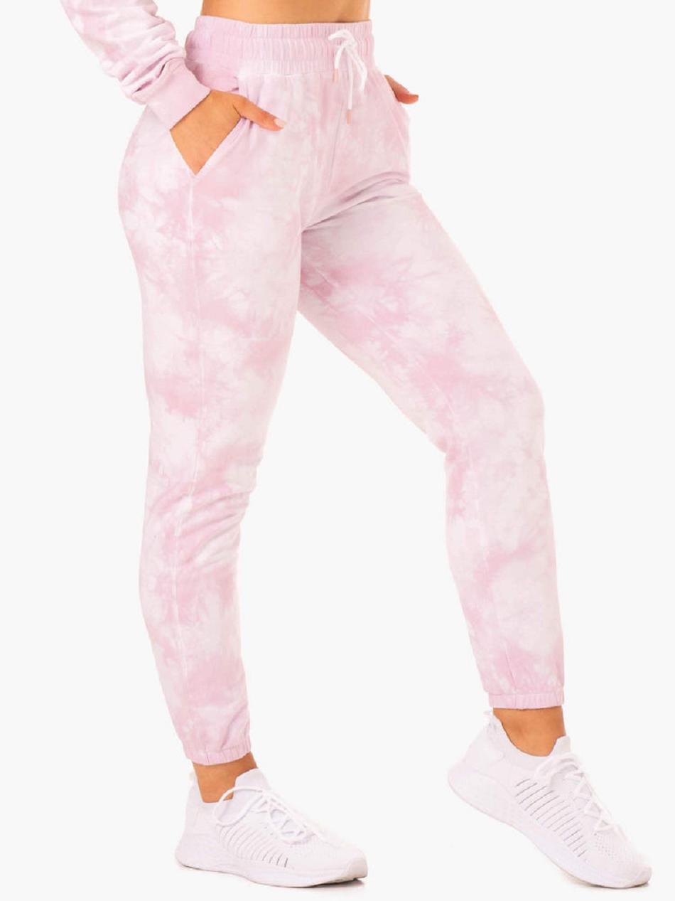 Pink Women's Ryderwear Tie Dye High Waisted Track Pants | 76NG38374