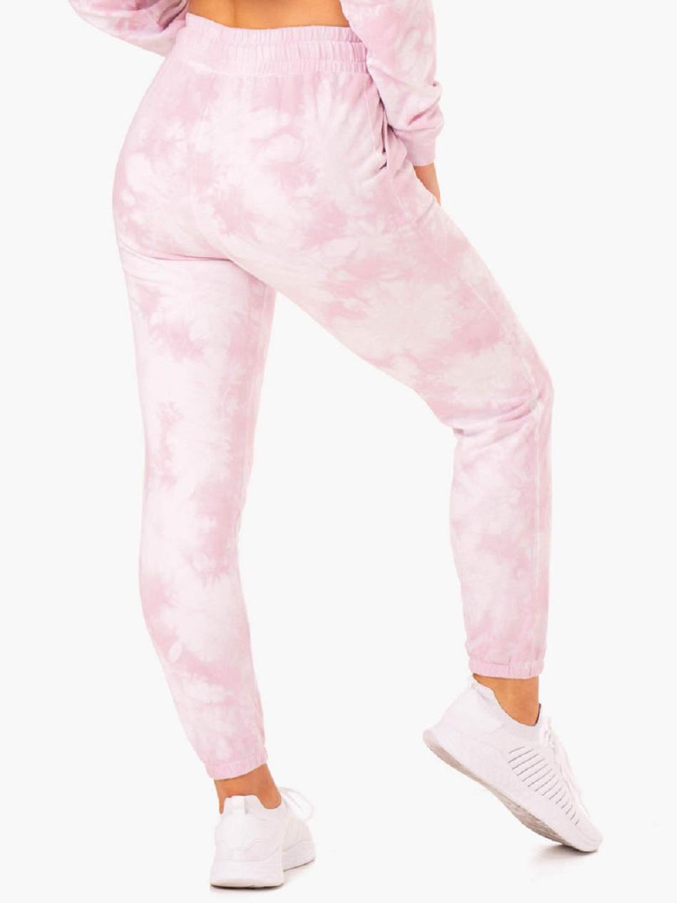 Pink Women's Ryderwear Tie Dye High Waisted Track Pants | 76NG38374