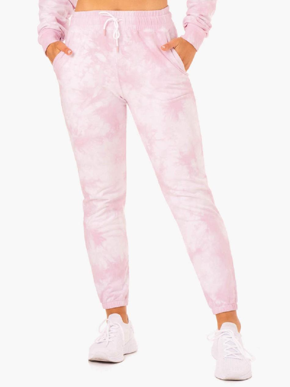 Pink Women\'s Ryderwear Tie Dye High Waisted Track Pants | 76NG38374