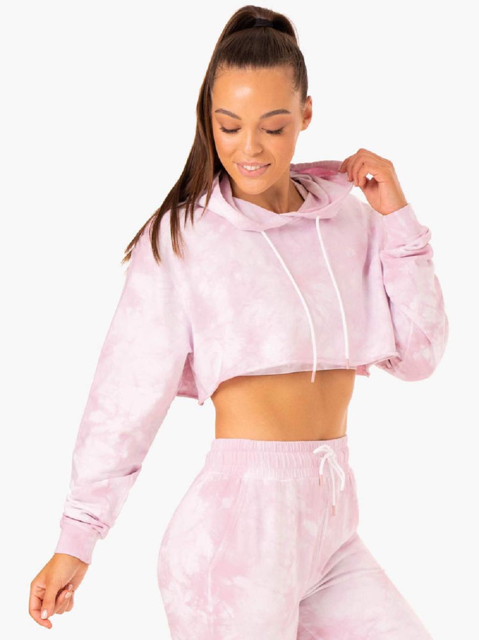 Pink Women's Ryderwear Tie Dye Pullover Hoodie Top | 61NG28125