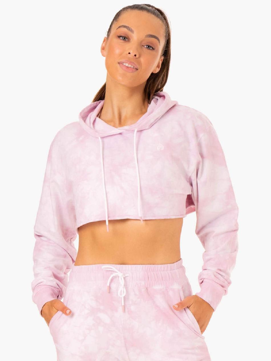 Pink Women\'s Ryderwear Tie Dye Pullover Hoodie Top | 61NG28125