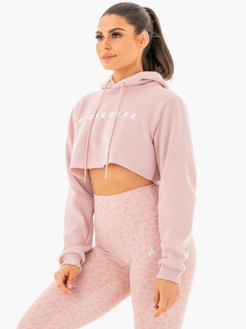 Pink Women's Ryderwear Wild Cropped Fleece Hoodie | 72RC58836