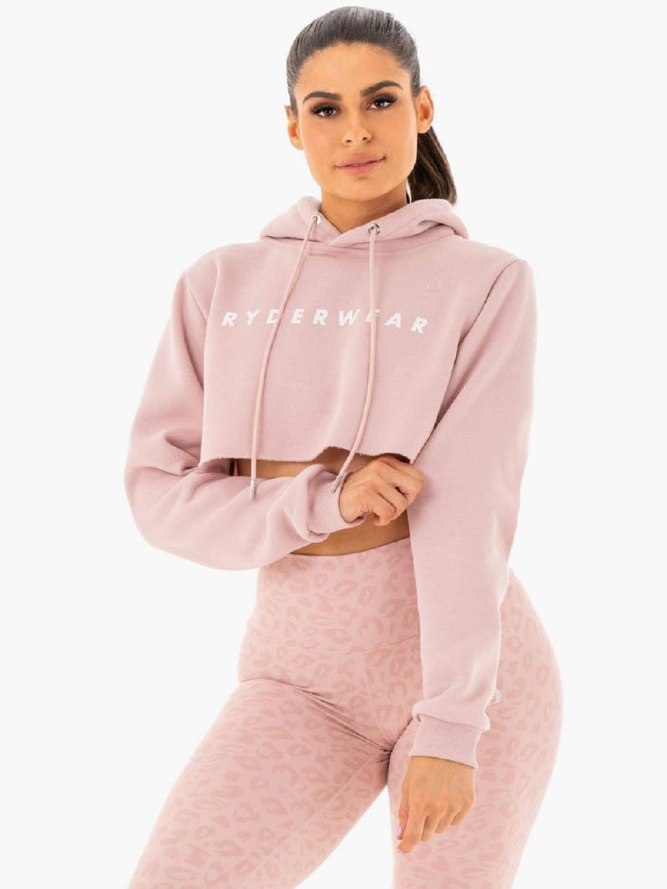 Pink Women\'s Ryderwear Wild Cropped Fleece Hoodie | 72RC58836