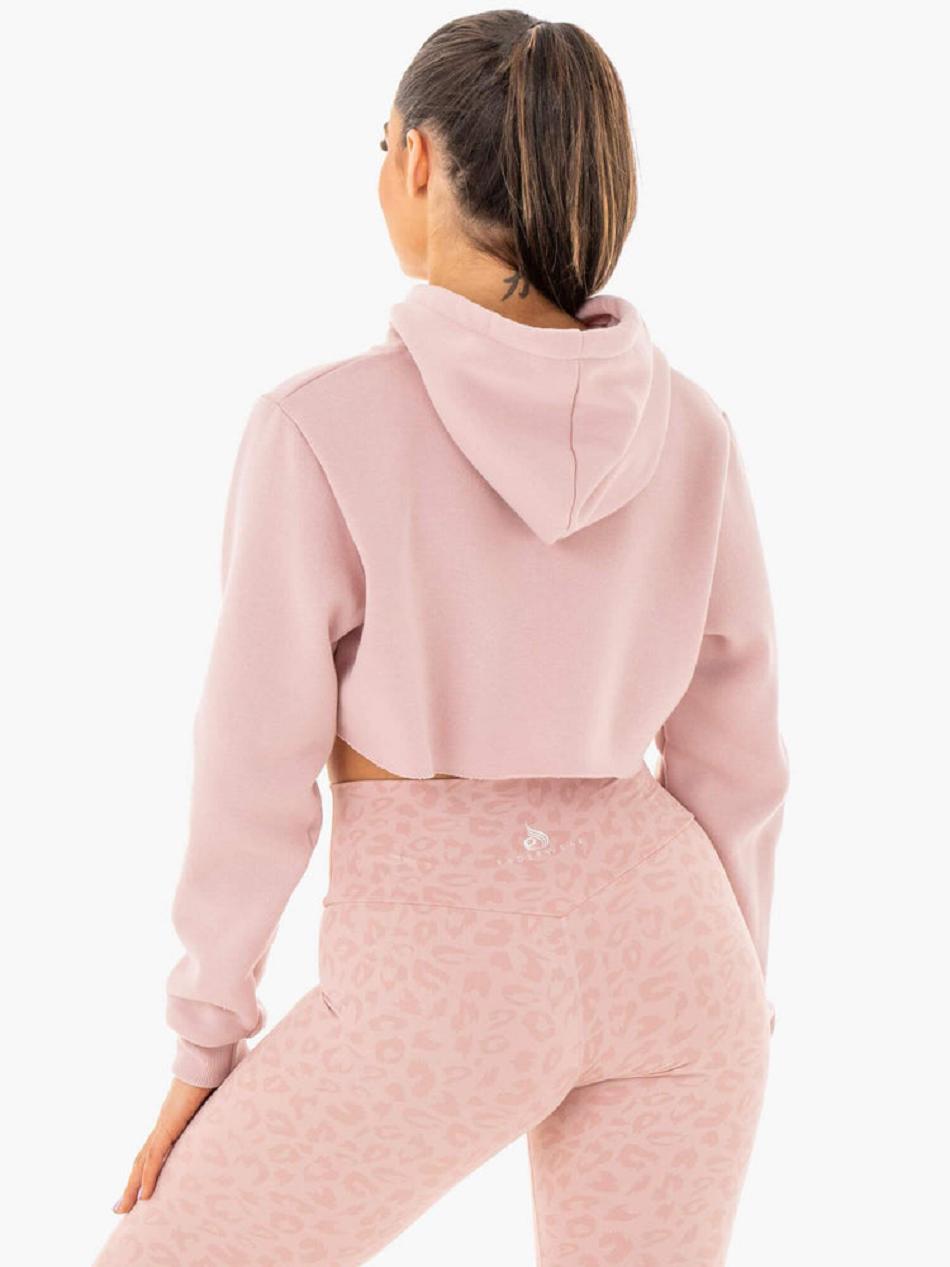 Pink Women's Ryderwear Wild Cropped Fleece Hoodie Top | A2X17142