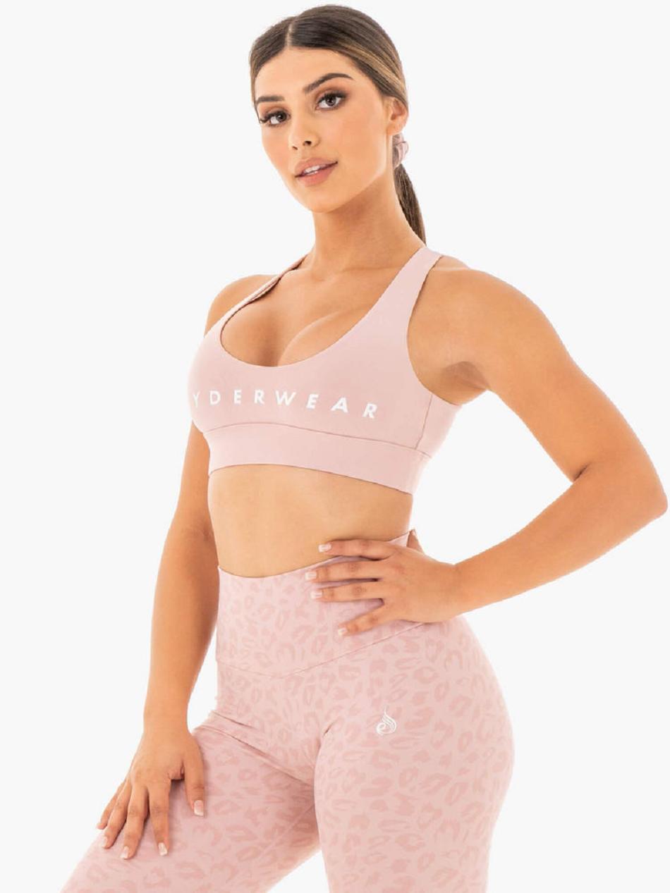 Pink Women's Ryderwear Wild Cross Over Sports Bras | 617Y64191