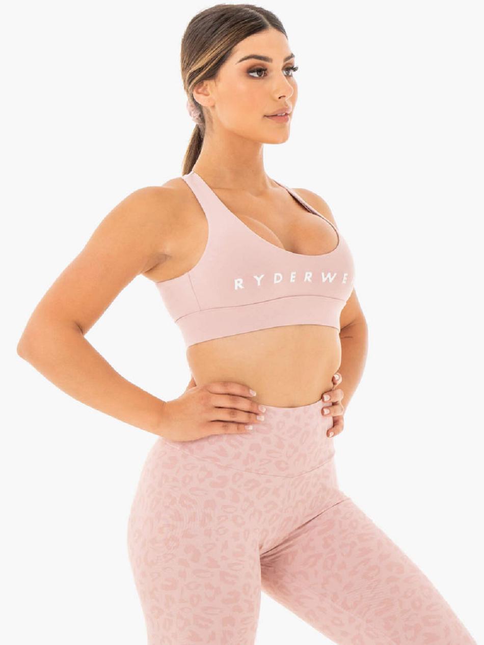 Pink Women's Ryderwear Wild Cross Over Sports Bras | 617Y64191