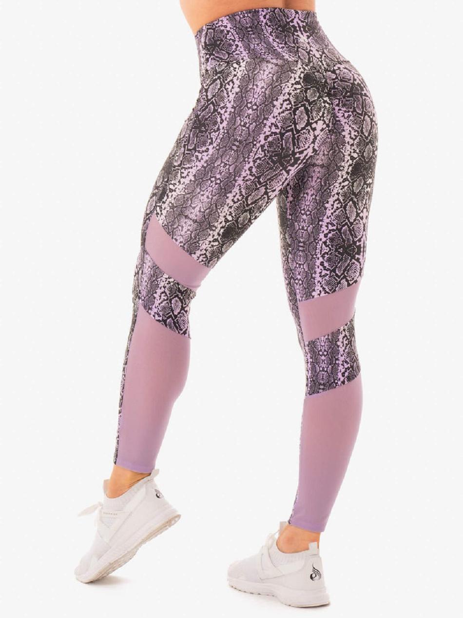 Purple / Snake Women's Ryderwear NEM X RW Leggings Scrunch Bum | NF4043726