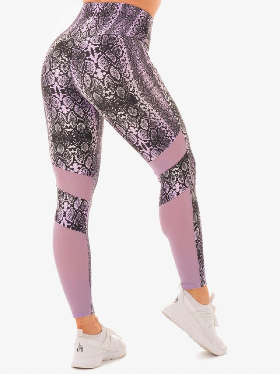 Purple / Snake Women's Ryderwear NEM X RW Leggings Scrunch Bum | NF4043726