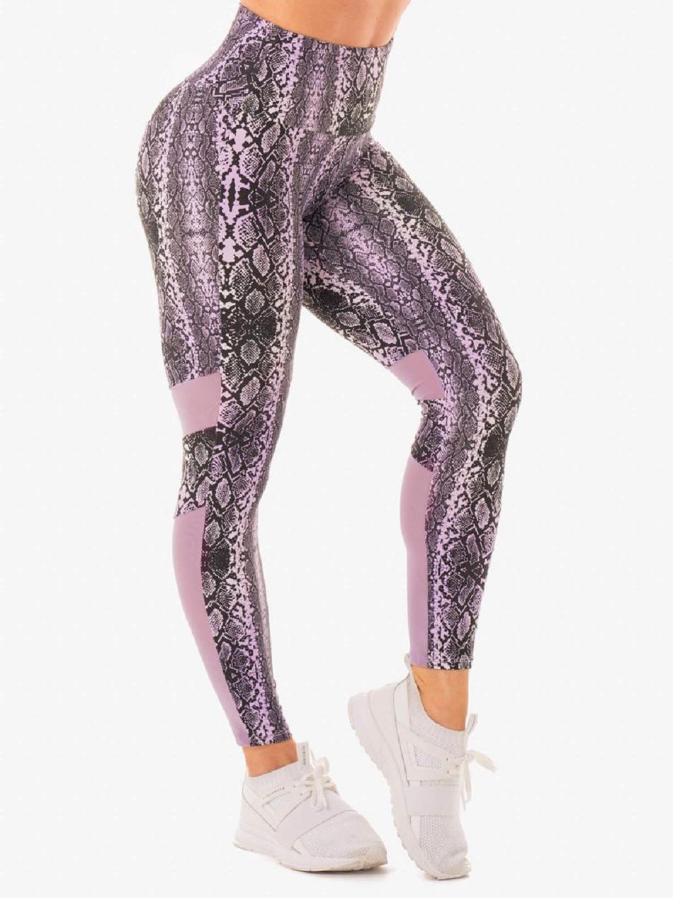 Purple / Snake Women's Ryderwear NEM X RW Leggings Scrunch Bum | NF4043726