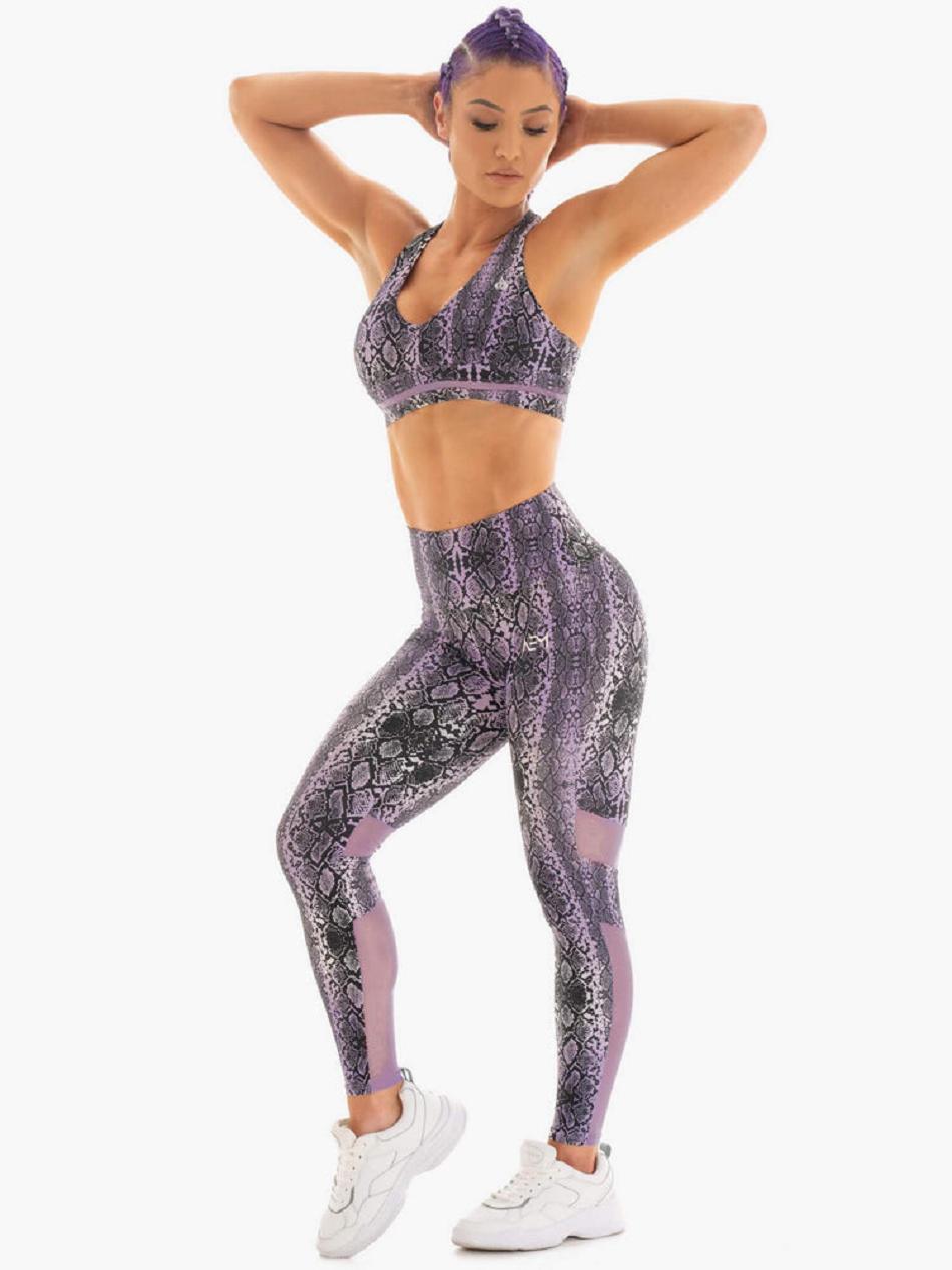 Purple / Snake Women's Ryderwear NEM X RW Leggings Scrunch Bum | NF4043726