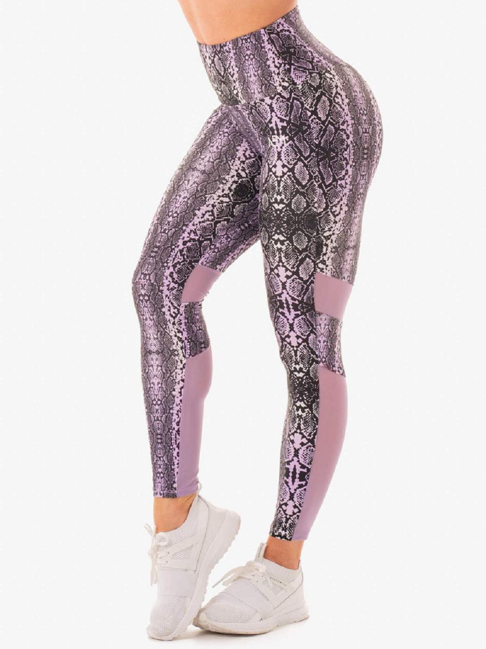 Purple / Snake Women\'s Ryderwear NEM X RW Leggings Scrunch Bum | NF4043726