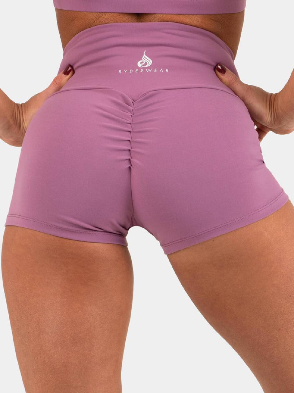 Purple Women's Ryderwear Animal Scrunch Bum Shorts | 54YR65453