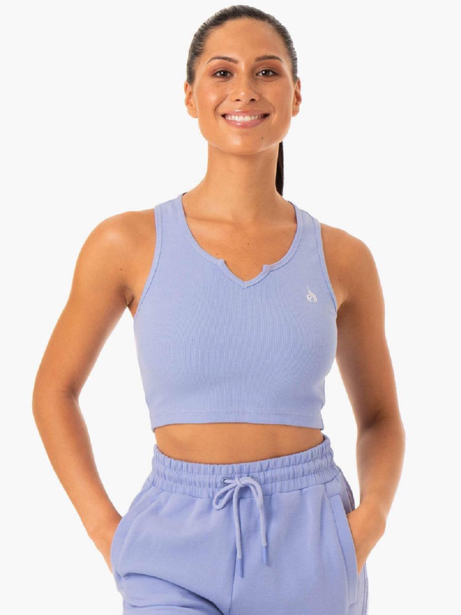 Purple Women's Ryderwear Base V Split Tank Top | BG6036890