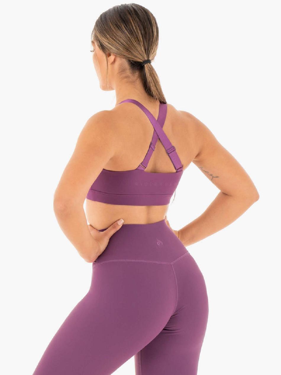 Purple Women's Ryderwear Collide Mesh Contour Sports Bras | 616Y82605