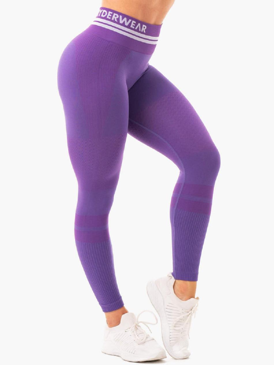 Purple Women's Ryderwear Freestyle High Waisted Leggings Seamless | ES4676323