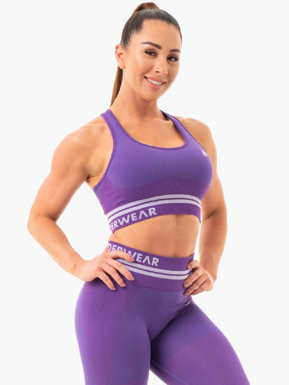 Purple Women's Ryderwear Freestyle Longline Sports Bra Seamless | 6Y5024193