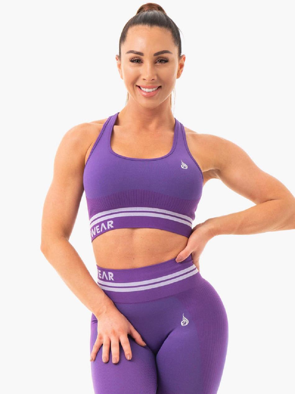 Purple Women\'s Ryderwear Freestyle Longline Sports Bra Seamless | 6Y5024193