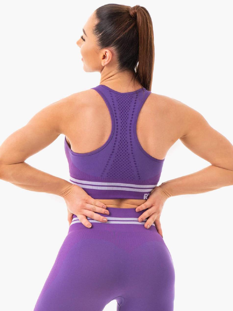 Purple Women's Ryderwear Freestyle Seamless Longline Sports Bras | REH24853