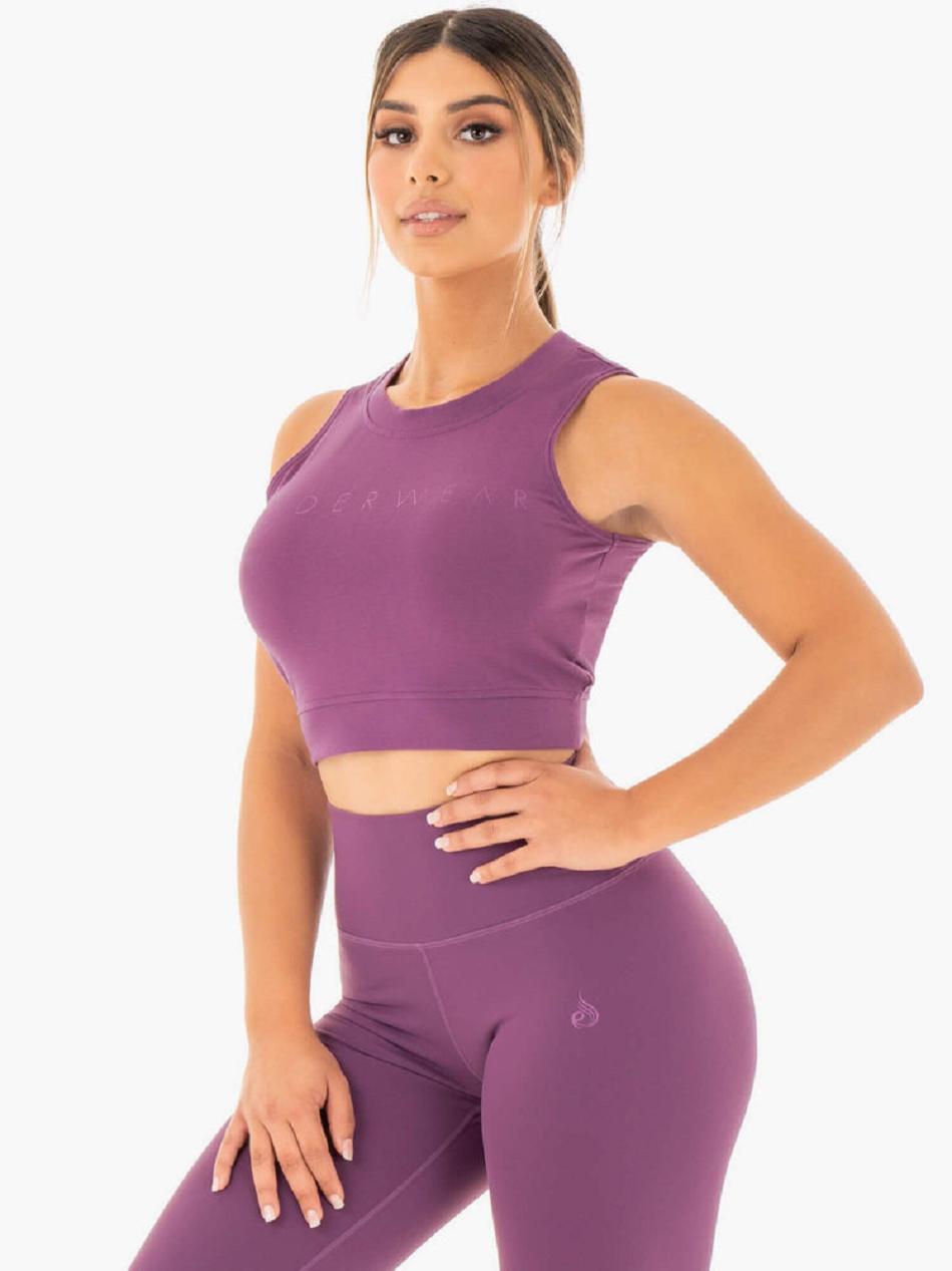 Purple Women's Ryderwear Motion Crop Tanks | 71JF13221