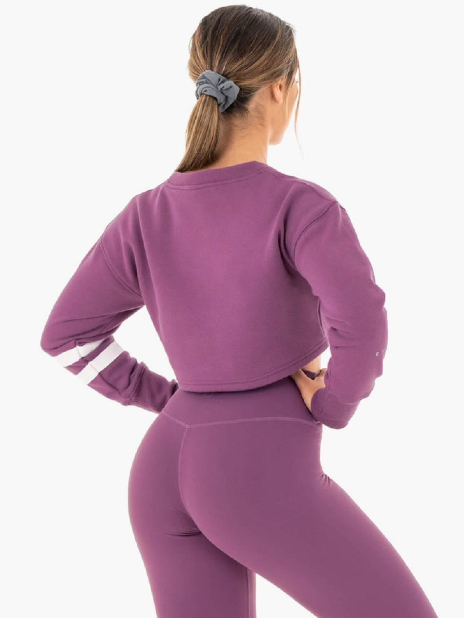 Purple Women's Ryderwear Motion Cropped Sweater Active Lounge | 77EW29990