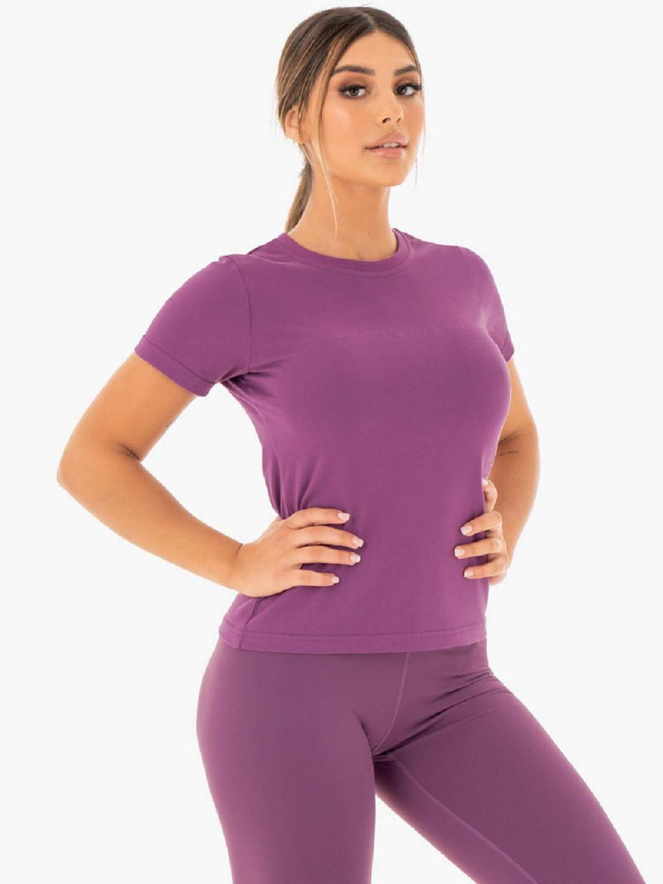 Purple Women's Ryderwear Motion T-Shirt Top | FR5644369