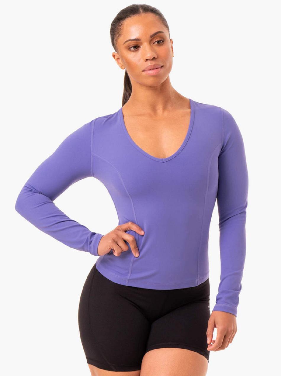 Purple Women's Ryderwear NKD Align Long Sleeve Training Top Top | 124IV67374