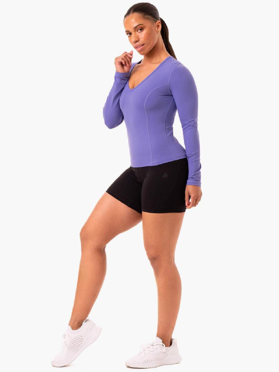 Purple Women's Ryderwear NKD Align Long Sleeve Training Top Top | 124IV67374