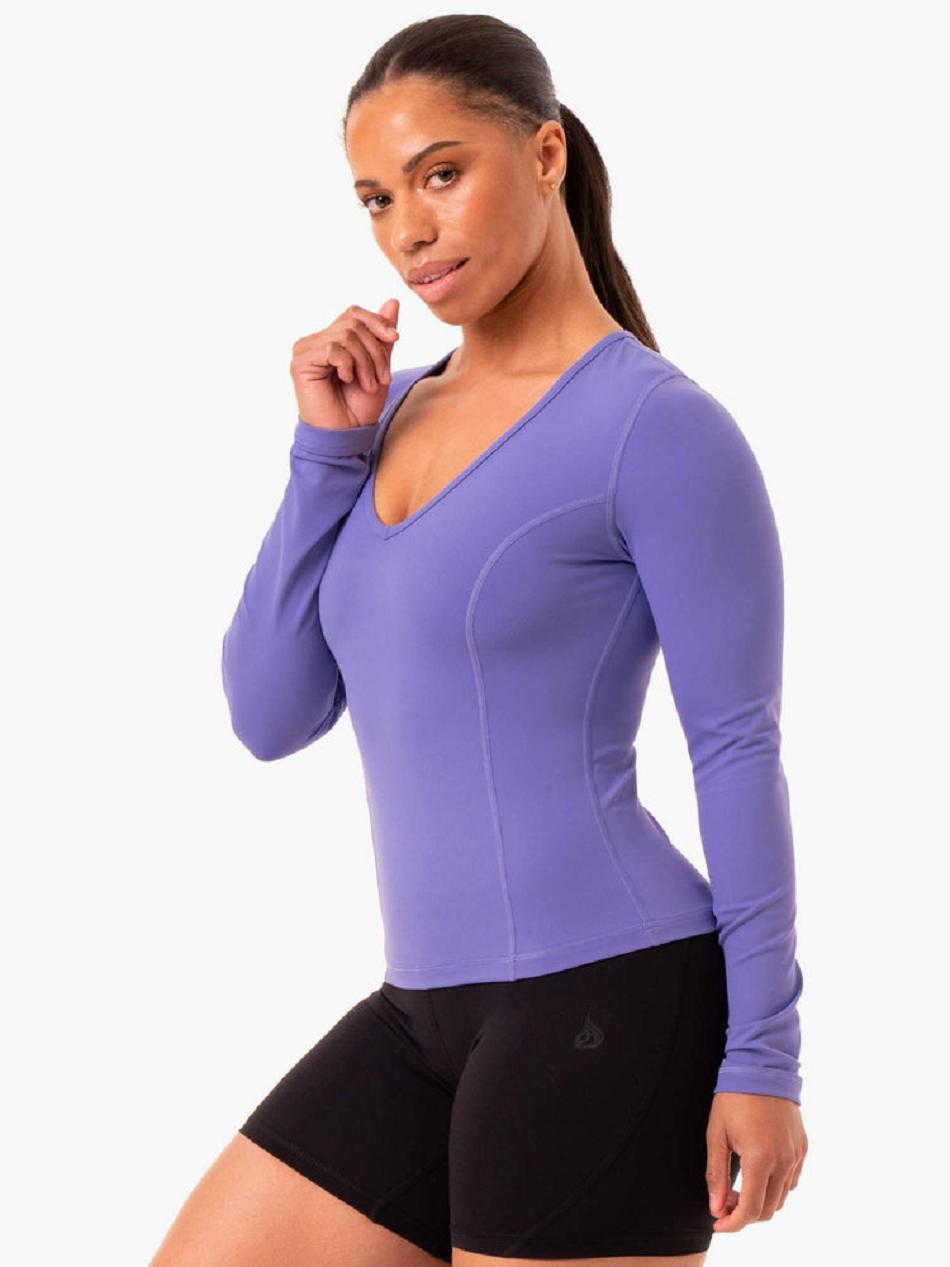 Purple Women\'s Ryderwear NKD Align Long Sleeve Training Top Top | 124IV67374