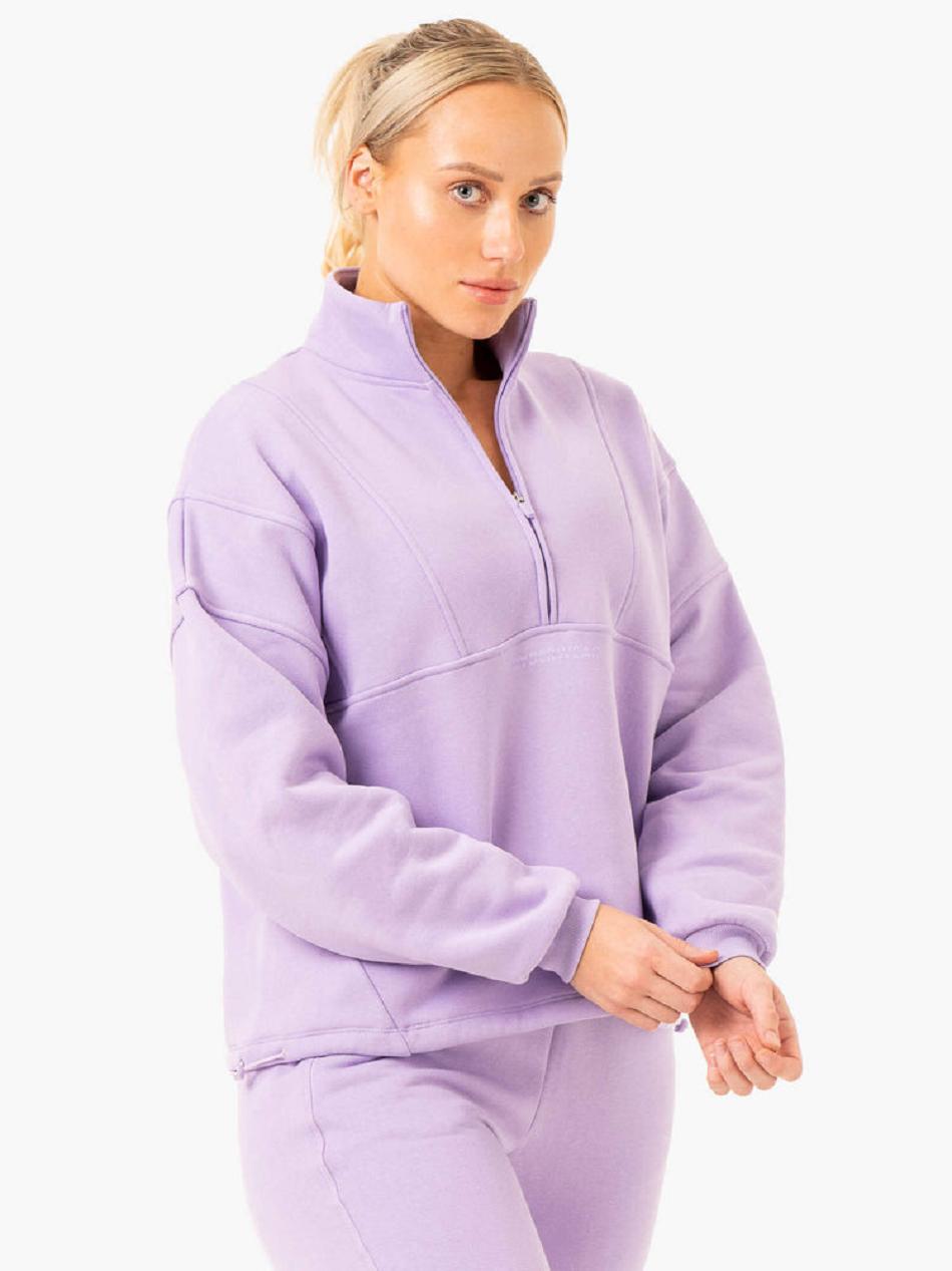 Purple Women's Ryderwear Sideline Half Zip Jumper Active Lounge | 78NG85235