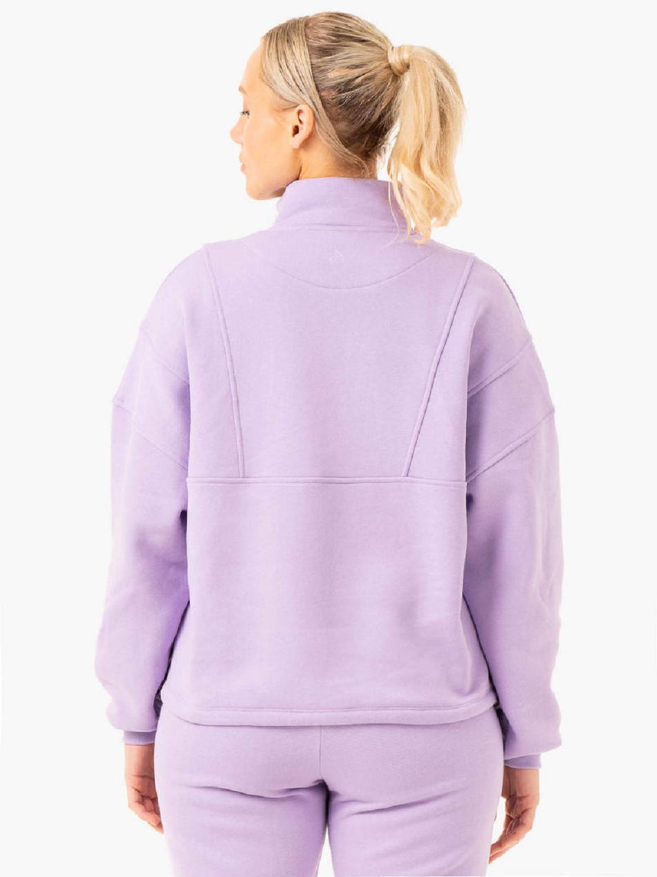 Purple Women's Ryderwear Sideline Half Zip Jumper Active Lounge | 78NG85235