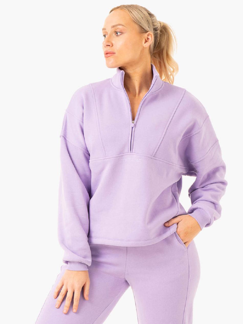 Purple Women's Ryderwear Sideline Half Zip Jumper Active Lounge | 78NG85235