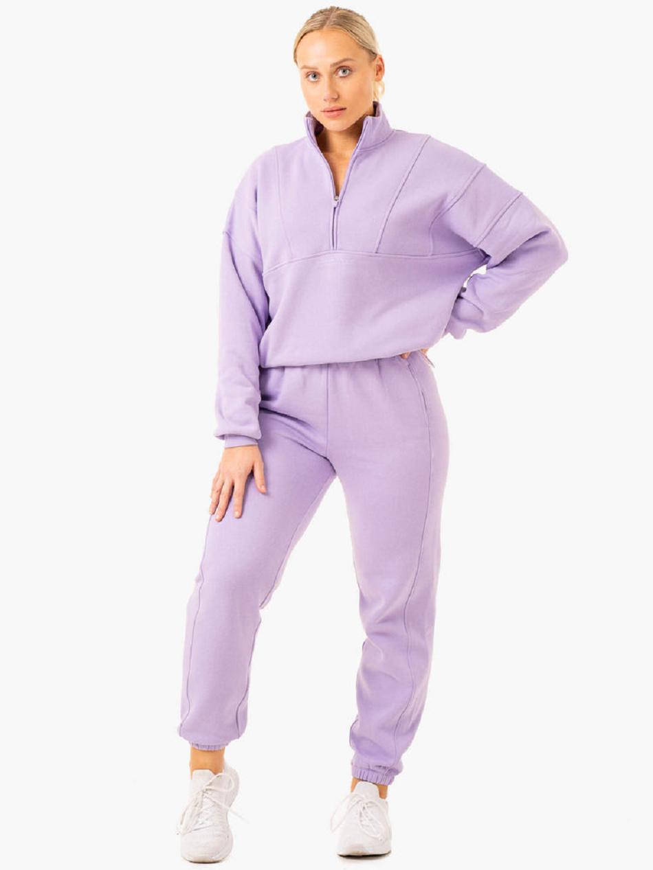 Purple Women's Ryderwear Sideline Half Zip Jumper Active Lounge | 78NG85235